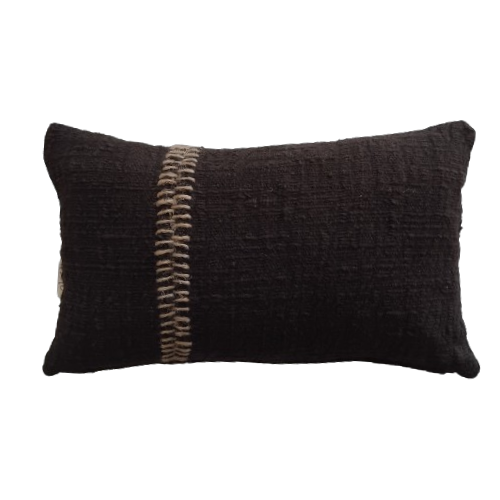 01-942.21| Hand Woven Cotton Cushion Cover Stitch Wabi Sabi 50x30cm Chocolate