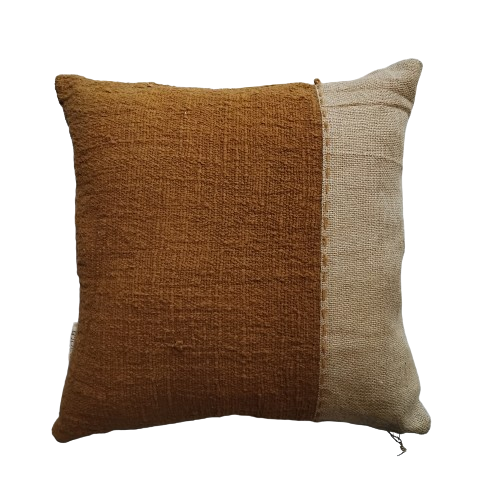 01-269.46| Hand Woven Cotton Cushion Cover Stripe Wabi Sabi 50x50cm Clay
