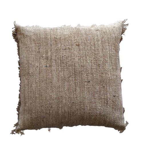 01-026.28 | Cotton/Hessian Cushion Cover Fringed Edge 55x55cm Natural
