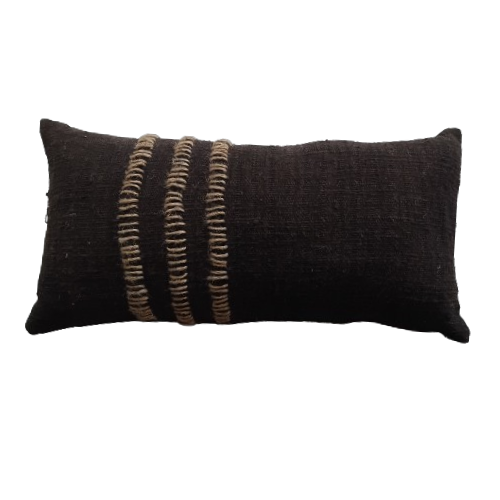 01-931.21| Hand Woven Cotton Cushion Cover Stitch Wabi Sabi 70x35cm Chocolate