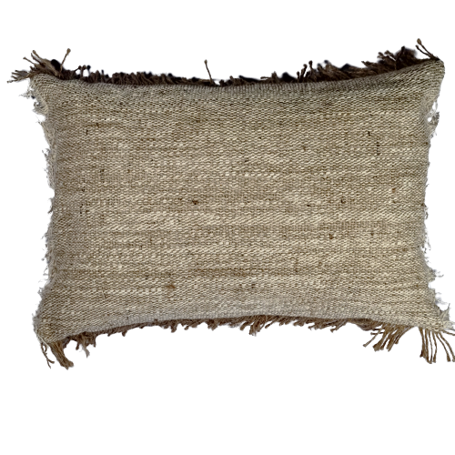 01-078.28 | Cotton/Hessian Cushion Cover Fringed Edge 60x40cm Natural