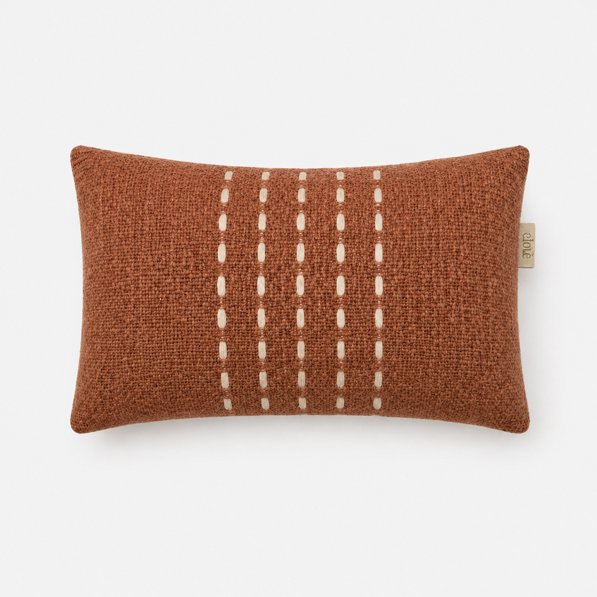 01-902.45| Hand Woven Cotton Cushion Cover Stitch Panel 50x30cm Terracotta