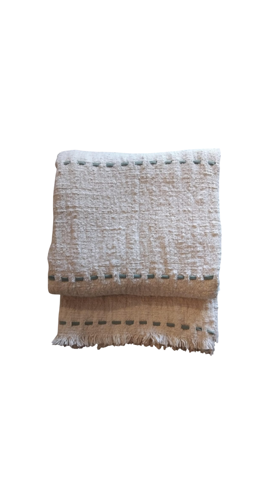 04-307.20 | Hand Woven Cotton Throw Natural Tac Stitch 250x120cm Mint