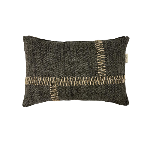01-884.38 | Cotton/Hessian Cushion Cover Rustic Wabi Sabi 60x40cm Charcoal