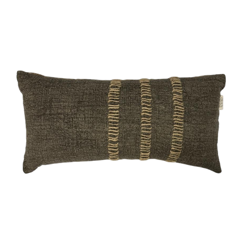 01-836.38 | Hand Woven Cotton Cushion Cover Stitch Wabi Sabi 70x35cm Charcoal