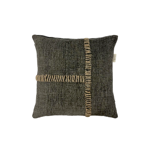 01-472.38 | Hand Woven Cotton Cushion Cover Stitch Wabi Sabi 50x50cm Charcoal
