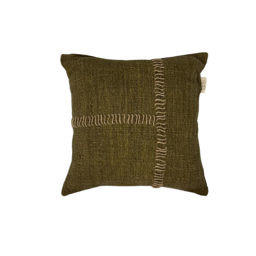 01-656.39 | Hand Woven Cotton Cushion Cover Stitch Wabi Sabi 50x50cm Moss