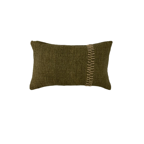 01-055.39 | Hand Woven Cotton Cushion Cover Stitch Wabi Sabi 50x30cm Moss
