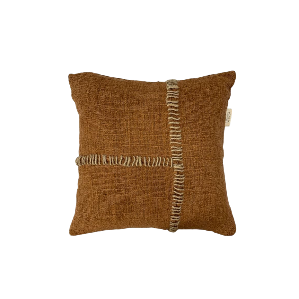 01-338.46 | Hand Woven Cotton Cushion Cover Stitch Wabi Sabi 50x50cm Clay