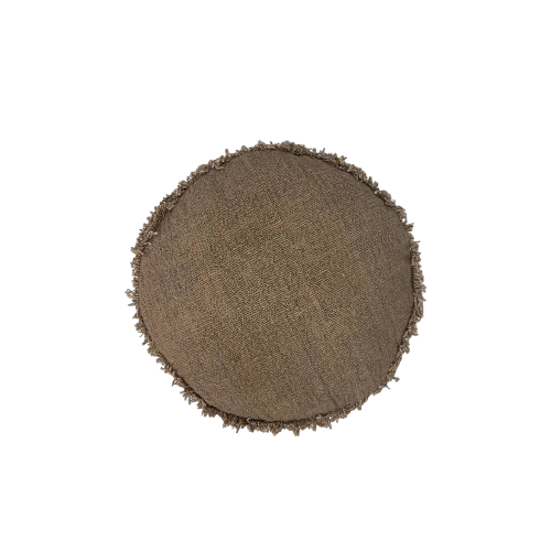 01-221.47 | Hand Woven Cotton Cushion Cover Round Fringed D45cm Lotus