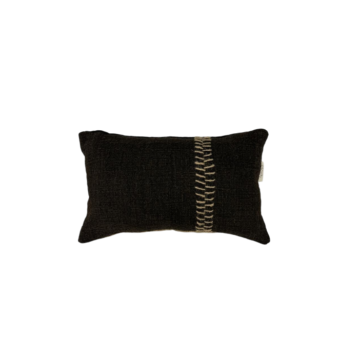 01-942.21 | Hand Woven Cotton Cushion Cover Stitch Wabi Sabi 50x30cm Chocolate