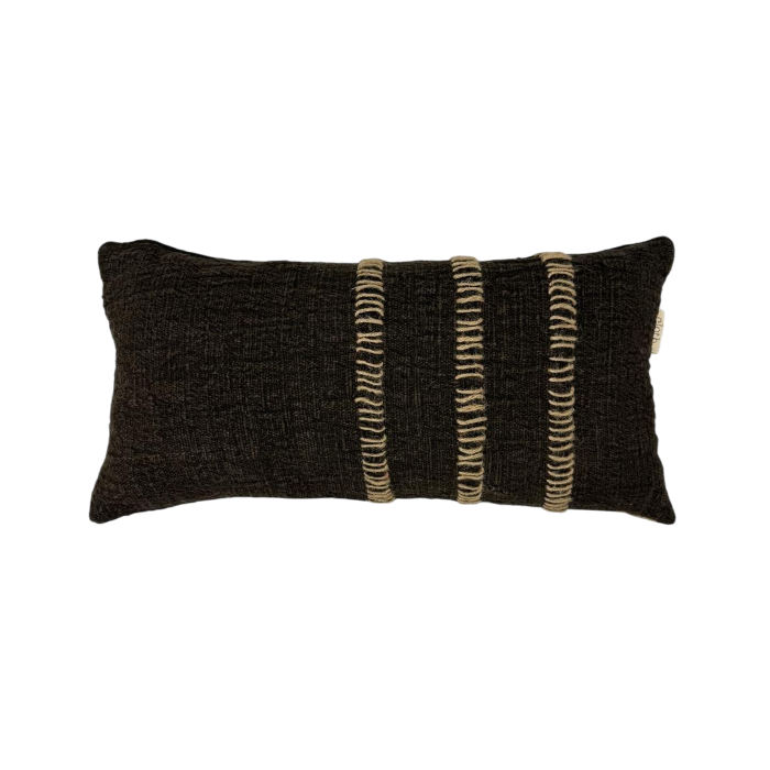 01-931.21 | Hand Woven Cotton Cushion Cover Stitch Wabi Sabi 70x35cm Chocolate
