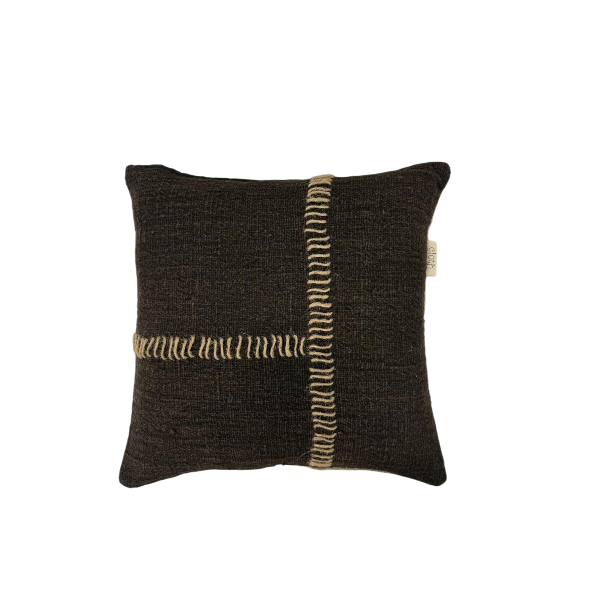 01-202.21 | Hand Woven Cotton Cushion Cover Stitch Wabi Sabi 50x50cm Chocolate