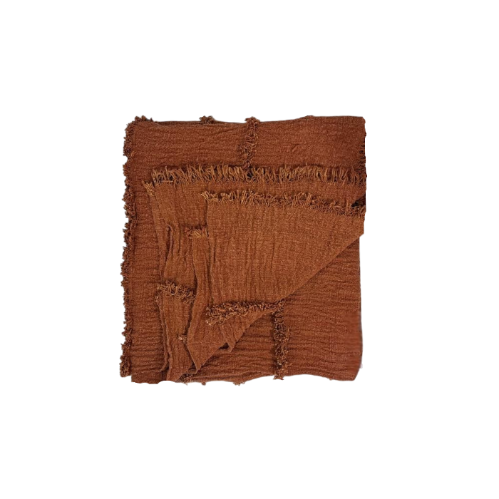 04-839.45| Hand Woven Cotton Throw Fringe 120x200cm Terracotta