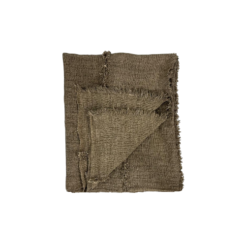 04-384.37| Hand Woven Cotton Throw Fringe 120x210cm Taupe