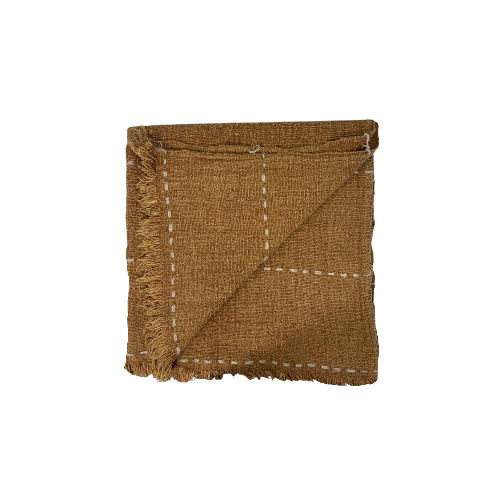 04-295.46 | Hand Woven Cotton Throw Solid Tac Stitch 250x120cm Clay