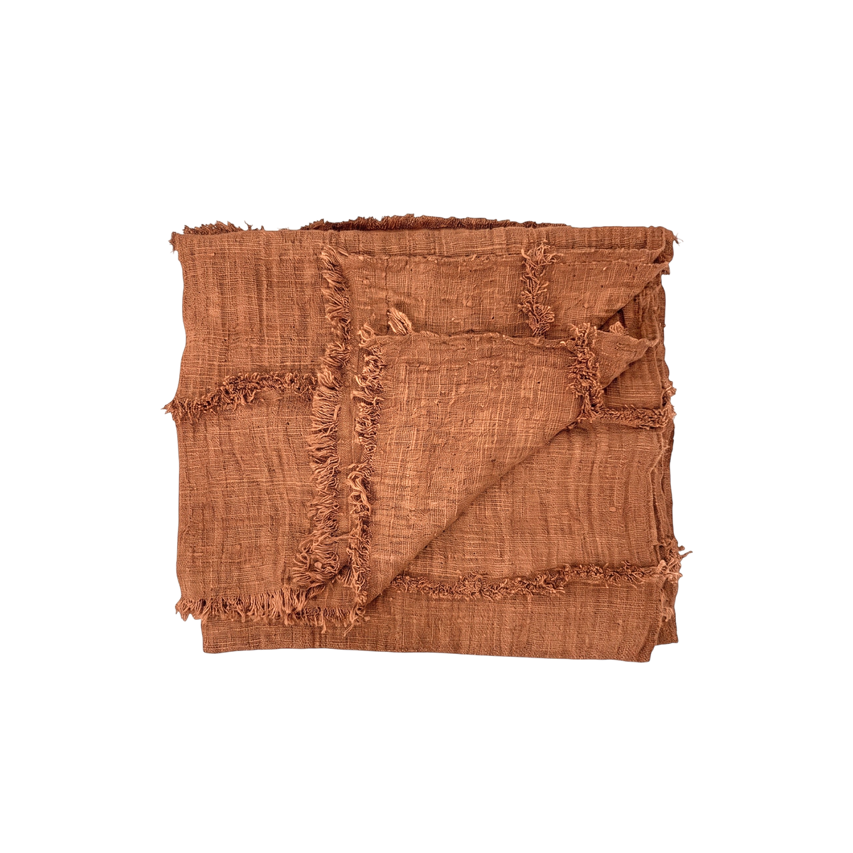 04-825.46| Hand Woven Cotton Throw Fringe 120x210cm Clay