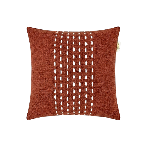 01-620.45 | Hand Woven Cotton Cushion Cover Stitch Panel 50x50cm Terracotta