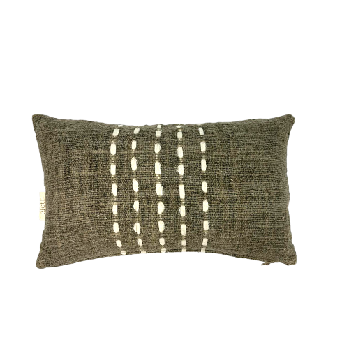 01-118.37| Hand Woven Cotton Cushion Cover Stitch Panel 50x30cm Taupe