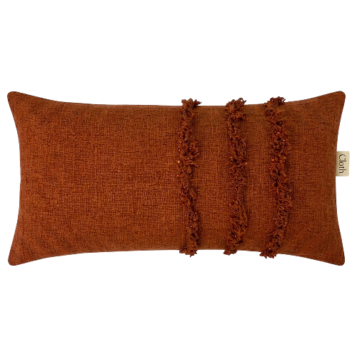 01-056.45| Hand Woven Cotton Cushion Cover Fringed 70x35cm Terracotta
