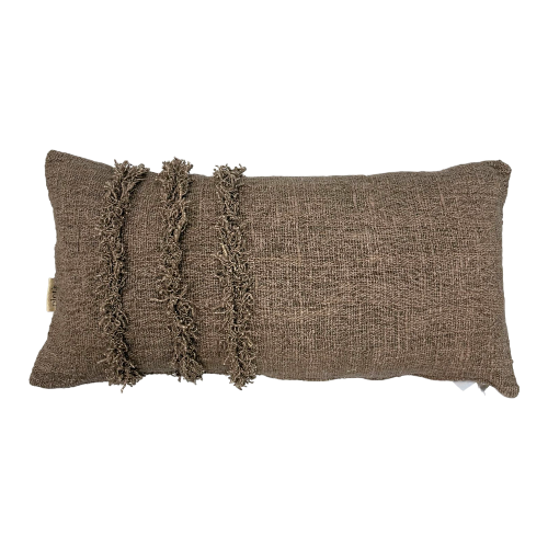 01-959.47| Hand Woven Cotton Cushion Cover Fringed 70x35cm Lotus