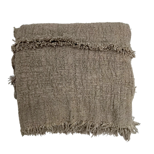 04-983.47| Hand Woven Cotton Throw Fringe 120x200cm Lotus