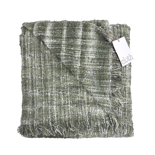 04-094.20| Hand Woven Cotton Throw Popcorn 250x120cm Mint