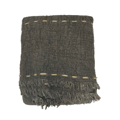 04-904.38 | Hand Woven Cotton Throw Tac Stitch120x250 Charcoal