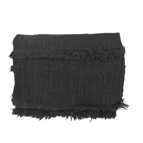 04-861.21|Hand Woven Cotton Throw Fringe 200x120cm Chocolate