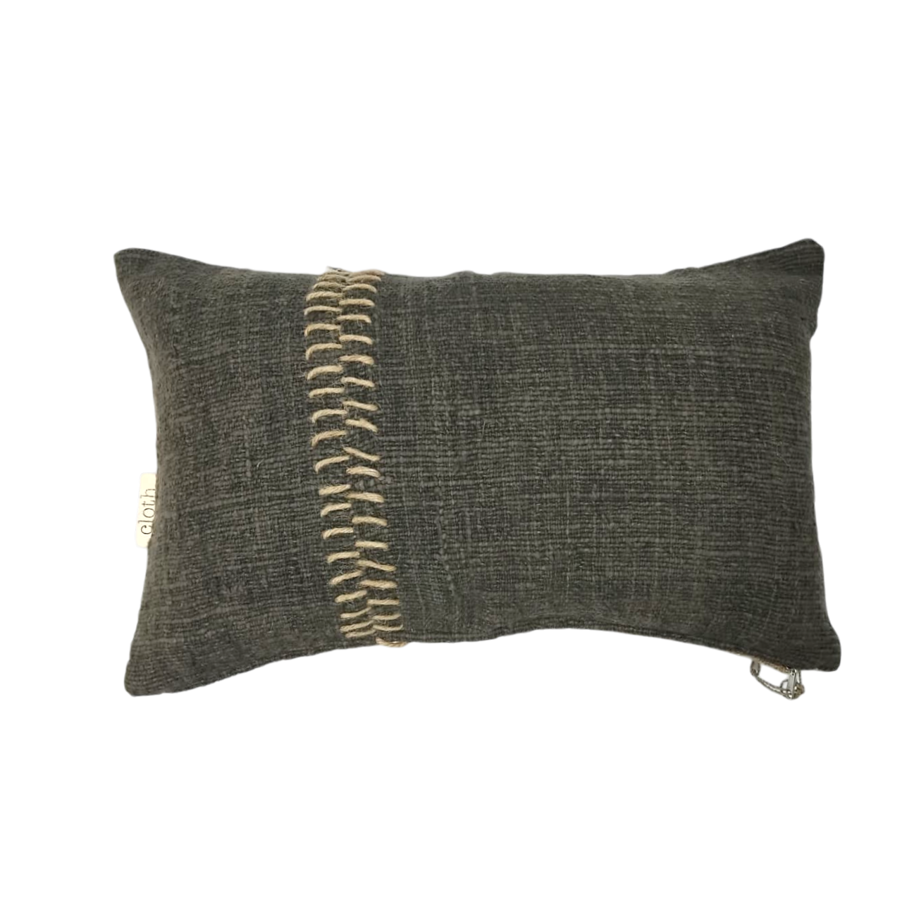 01-638.38| Hand Woven Cotton Cushion Cover Stitch Wabi Sabi 50x30cm Charcoal