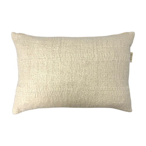 01-202.28 | Hand Woven Cotton Cushion Cover Rustic Stitch 60x40cm Natural
